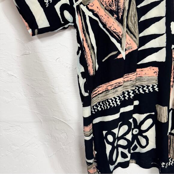 Morton Myles For The Warrens Black White Pink Abstract Print Blouse Womens M - Picture 3 of 9